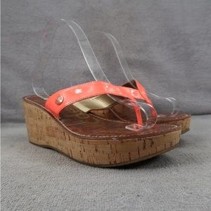 Sam Edelman Shoes Womens 8.5 Romy Sandals Wedge Platform Thong Slip On Flip Flop